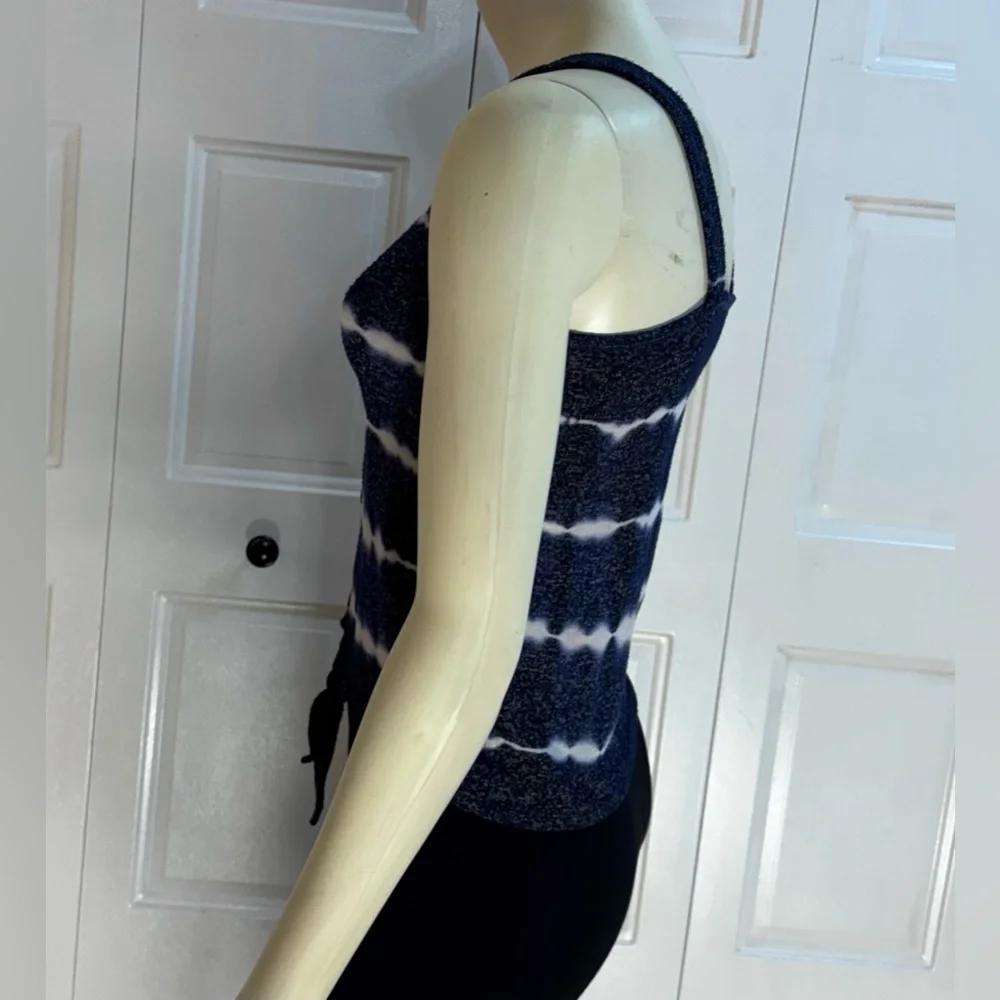 Justice Girls Navy Blue Tie-Dye Button Front Tank Top w/ Tie Hem EUC | Size 8